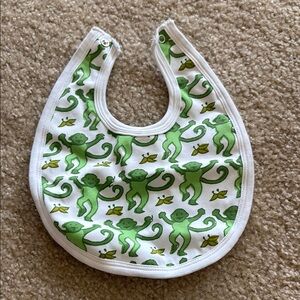 Roller Rabbit Green Monkey Print Bib